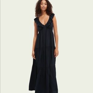 BNWT Gorgeous v-neck ruffle maxi dress midnight navy